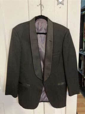 Christian Dior Men's Black Tuxedo Jacket with Satin Shawl Lapel